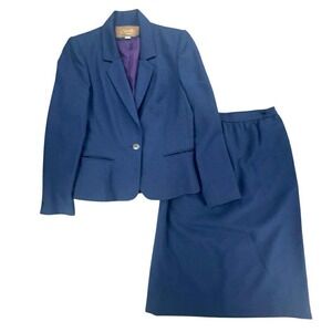 Saville‎ Blue Skirt Suit Set Career Business Professional Ladies Formal